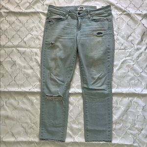 PAIGE Women's Light Blue Distressed Jeans